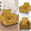 Yellow Floral Retro Print Armchair Cover-grizzshop