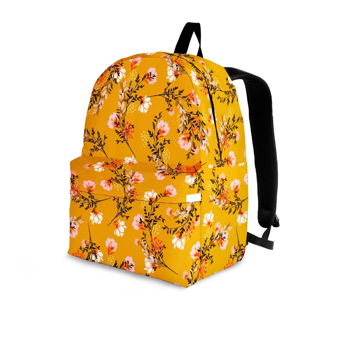Yellow Floral Retro Print Backpack-grizzshop