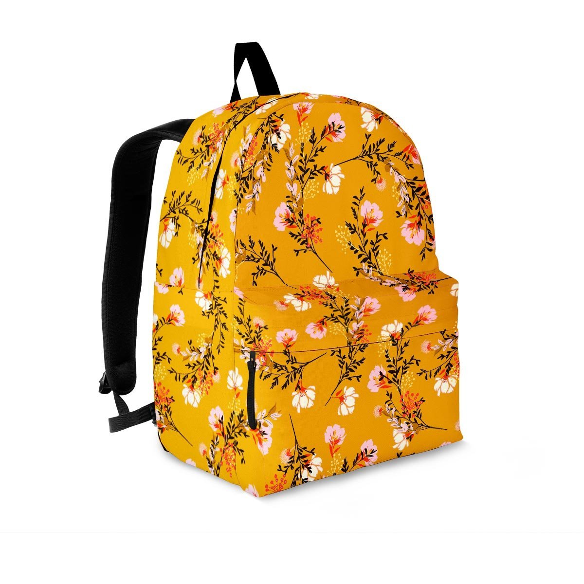 Yellow Floral Retro Print Backpack-grizzshop