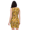 Yellow Floral Retro Print Bodycon Dress-grizzshop