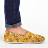 Yellow Floral Retro Print Canvas Shoes-grizzshop