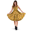 Yellow Floral Retro Print Dress-grizzshop