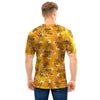 Yellow Floral Retro Print Men T Shirt-grizzshop