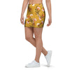 Yellow Floral Retro Print Mini Skirt-grizzshop