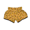 Yellow Floral Retro Print Muay Thai Boxing Shorts-grizzshop