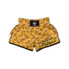 Yellow Floral Retro Print Muay Thai Boxing Shorts-grizzshop