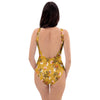 Yellow Floral Retro Print One Piece Swimsuite-grizzshop