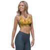 Yellow Floral Retro Print Sports Bra-grizzshop