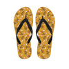 Yellow Floral Retro Print Women's Flip Flops-grizzshop