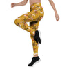 Yellow Floral Retro Print Women's Leggings-grizzshop