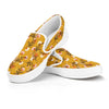 Yellow Floral Retro Print Women's Slip On Sneakers-grizzshop