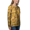 Yellow Floral Retro Print Women's Sweatshirt-grizzshop