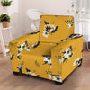 Yellow Flower Print Armchair Cover-grizzshop