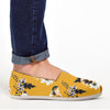 Yellow Flower Print Canvas Shoes-grizzshop