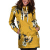 Yellow Flower Print Hoodie Dress-grizzshop