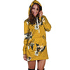 Yellow Flower Print Hoodie Dress-grizzshop