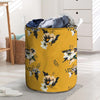 Yellow Flower Print Laundry Basket-grizzshop