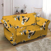 Yellow Flower Print Loveseat Cover-grizzshop