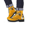 Yellow Flower Print Men's Boots-grizzshop