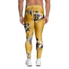 Yellow Flower Print Men's Leggings-grizzshop