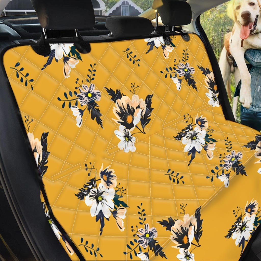 Yellow Flower Print Pet Car Seat Cover-grizzshop