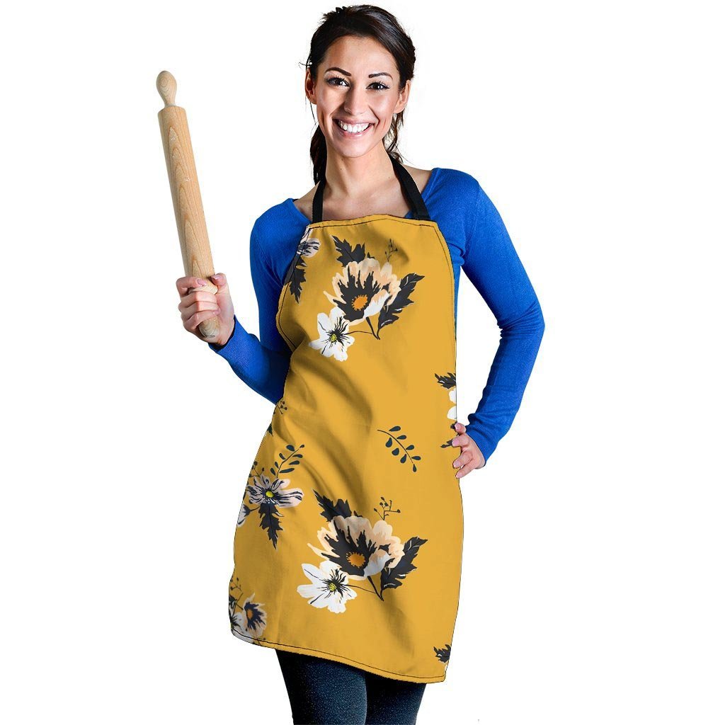 Yellow Flower Print Women's Apron-grizzshop