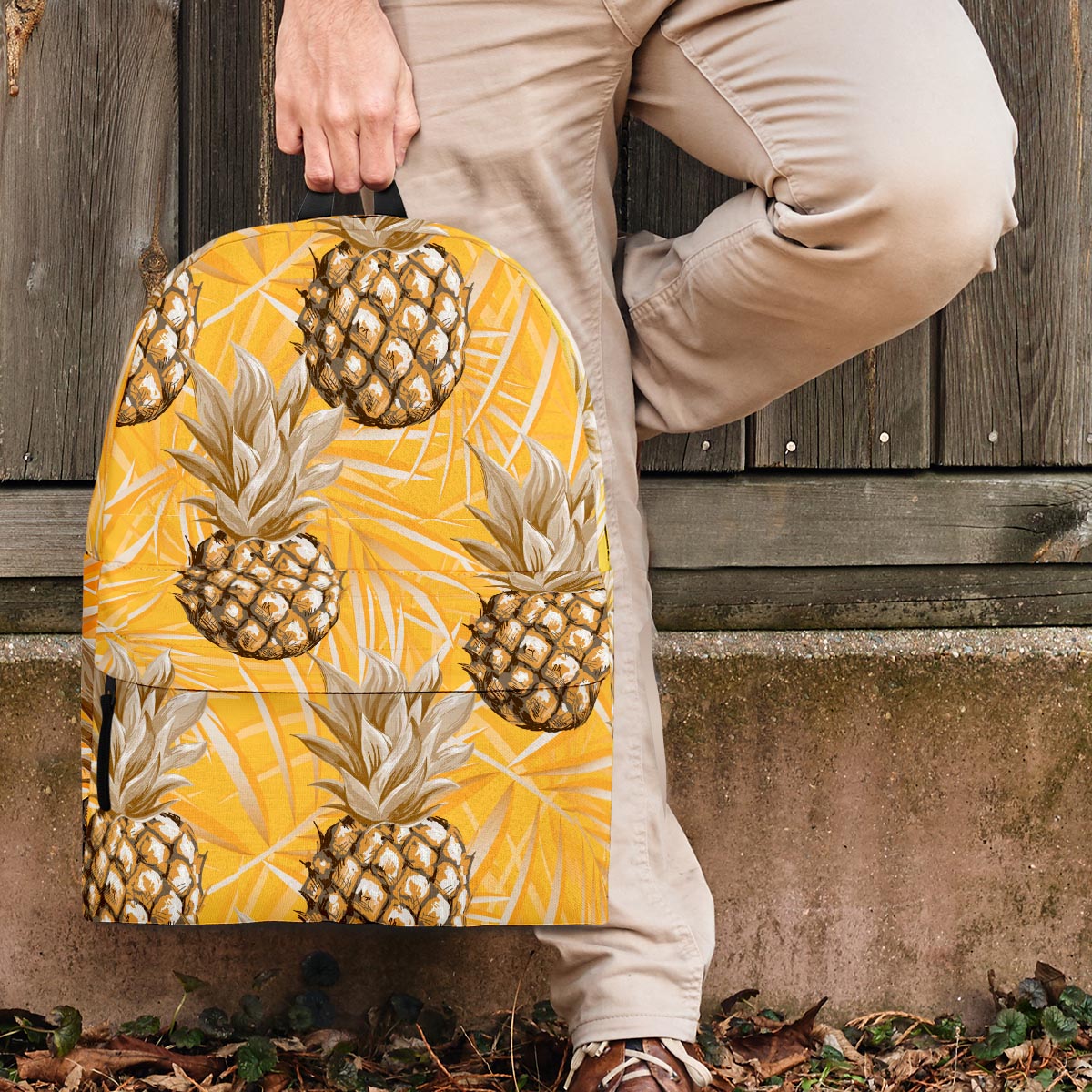 Yellow Hawaiian Pineapple Print Backpack-grizzshop
