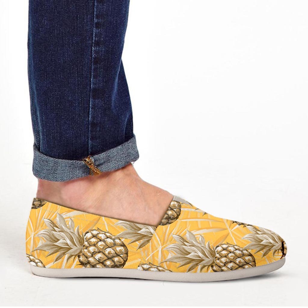 Yellow Hawaiian Pineapple Print Canvas Shoes-grizzshop