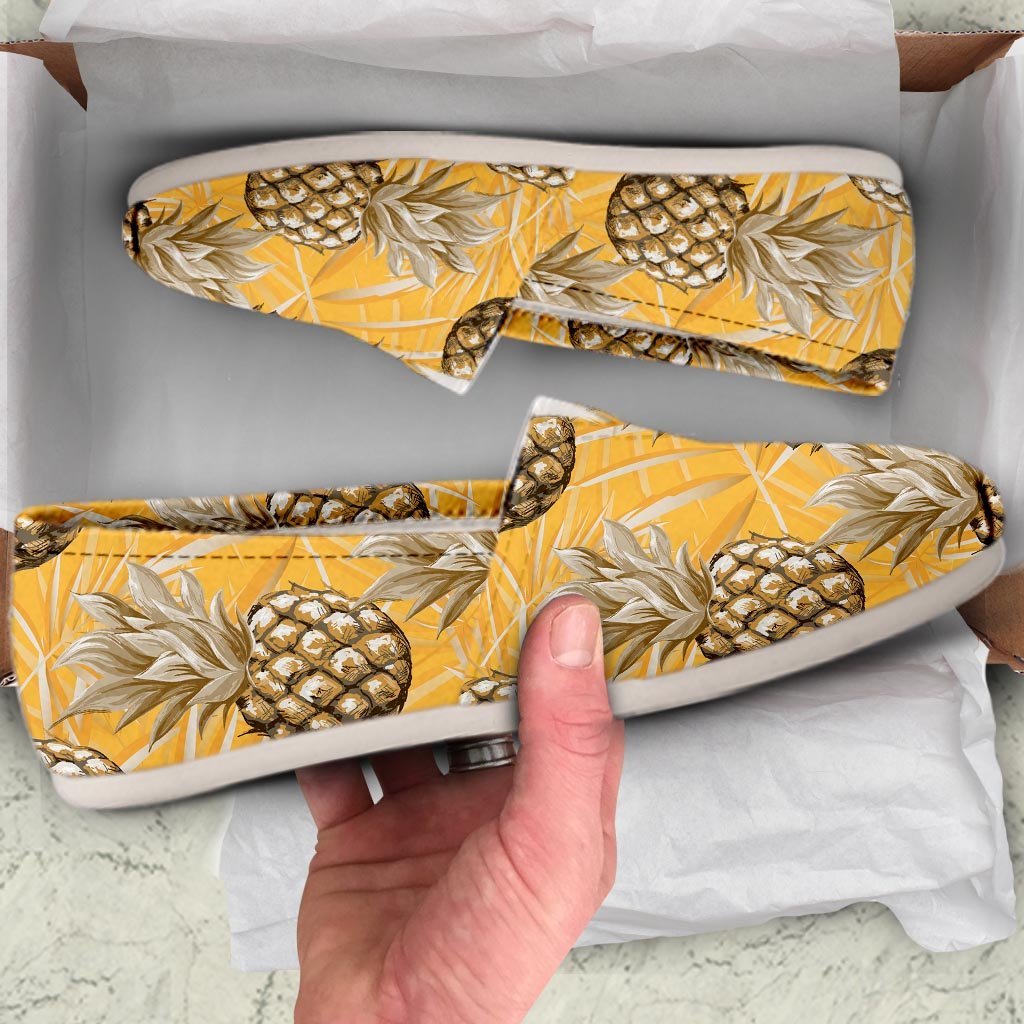 Yellow Hawaiian Pineapple Print Canvas Shoes-grizzshop