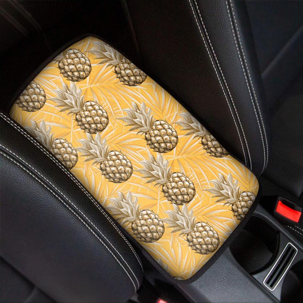 Yellow Hawaiian Pineapple Print Car Console Cover-grizzshop