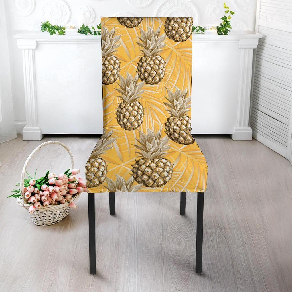 Yellow Hawaiian Pineapple Print Chair Cover-grizzshop