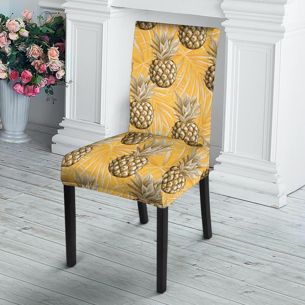 Yellow Hawaiian Pineapple Print Chair Cover-grizzshop