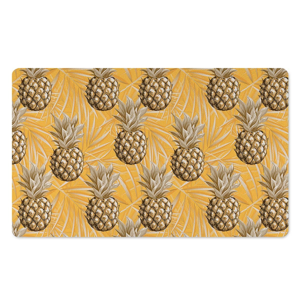 Yellow Hawaiian Pineapple Print Door Mat-grizzshop