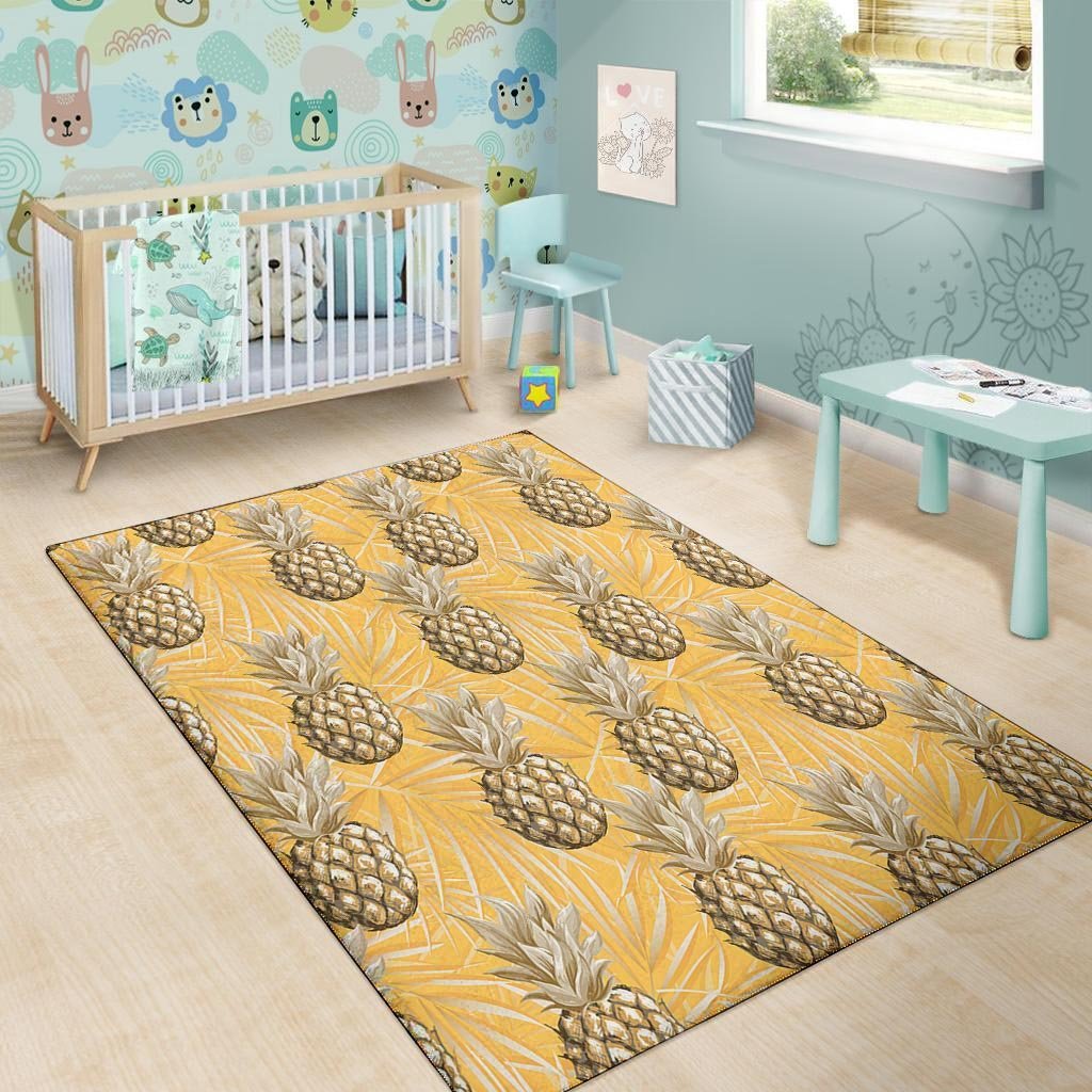 Yellow Hawaiian Pineapple Print Floor Mat-grizzshop
