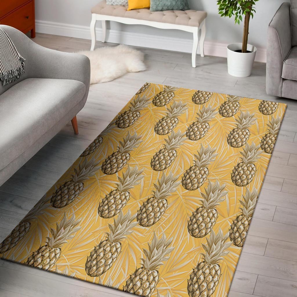 Yellow Hawaiian Pineapple Print Floor Mat-grizzshop