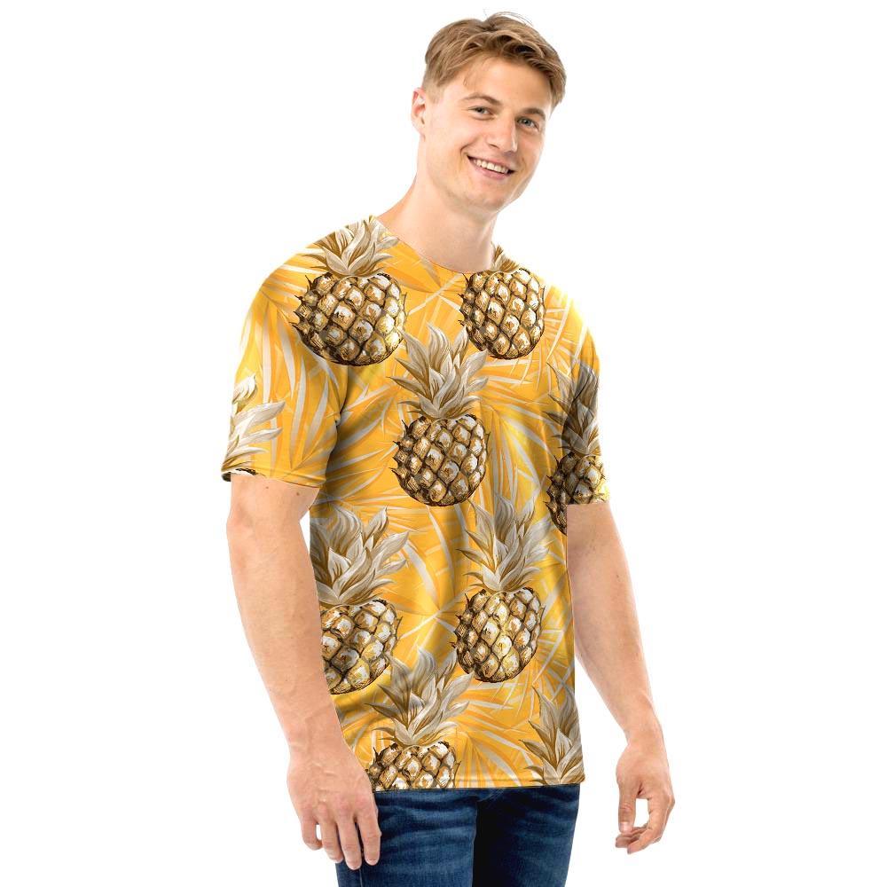 Yellow Hawaiian Pineapple Print Men T Shirt-grizzshop