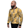 Yellow Hawaiian Pineapple Print Men's Bomber Jacket-grizzshop