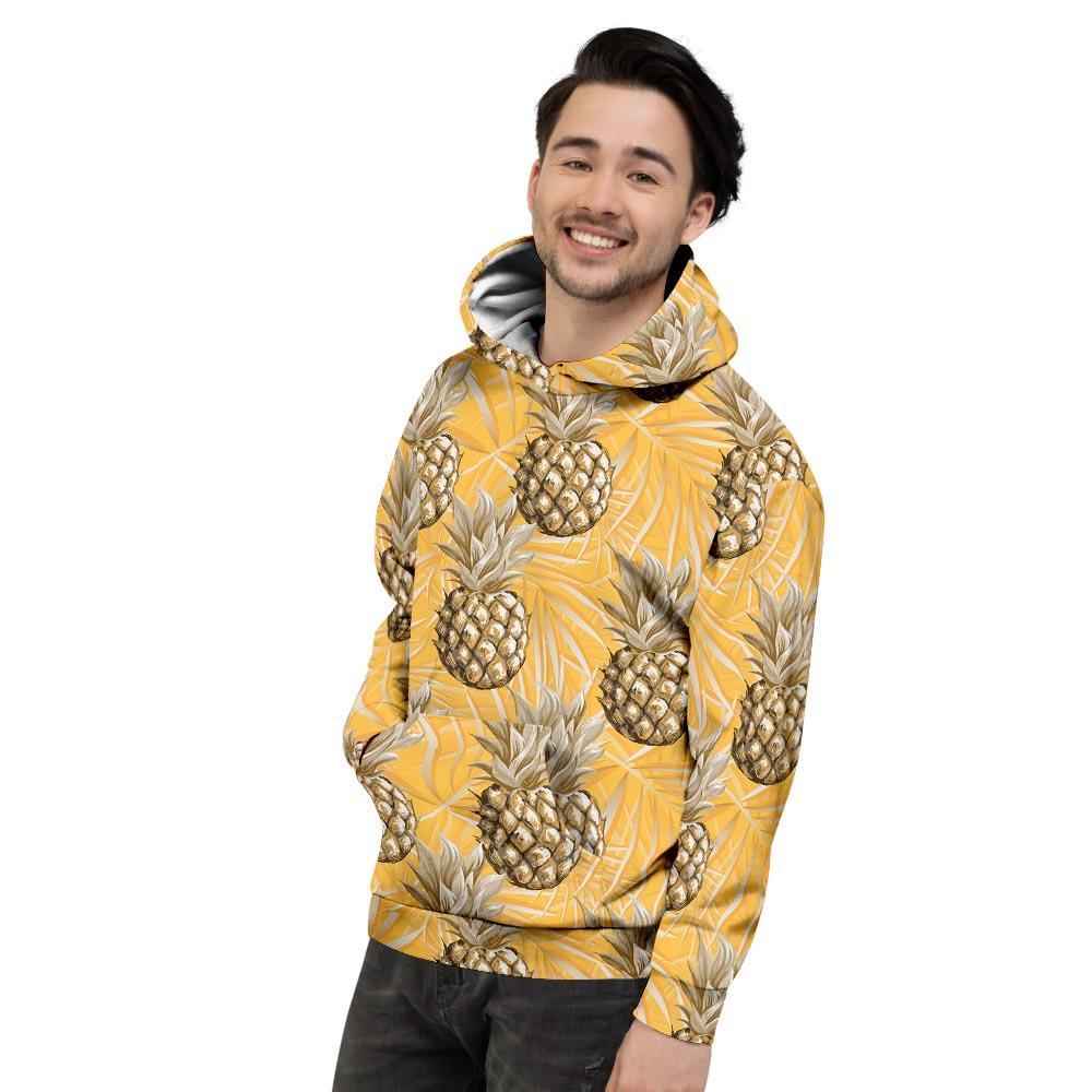 Yellow Hawaiian Pineapple Print Men's Hoodie-grizzshop