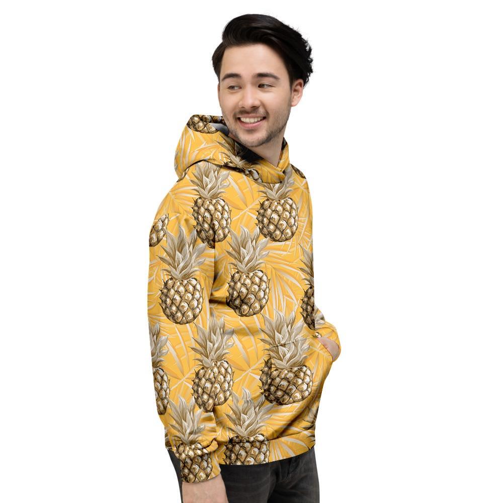 Yellow Hawaiian Pineapple Print Men's Hoodie-grizzshop