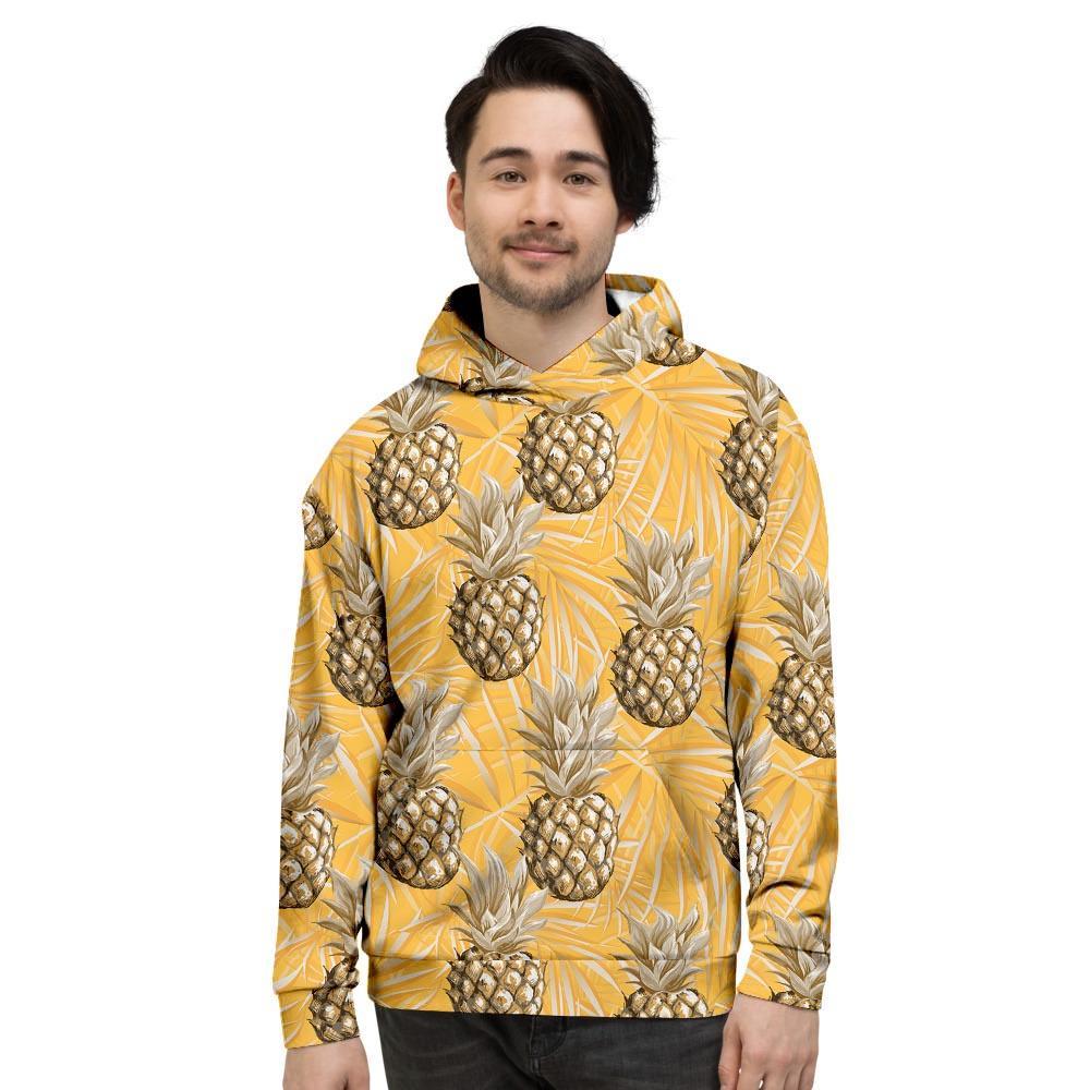 Yellow Hawaiian Pineapple Print Men's Hoodie-grizzshop