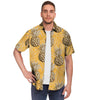 Yellow Hawaiian Pineapple Print Men's Short Sleeve Shirt-grizzshop