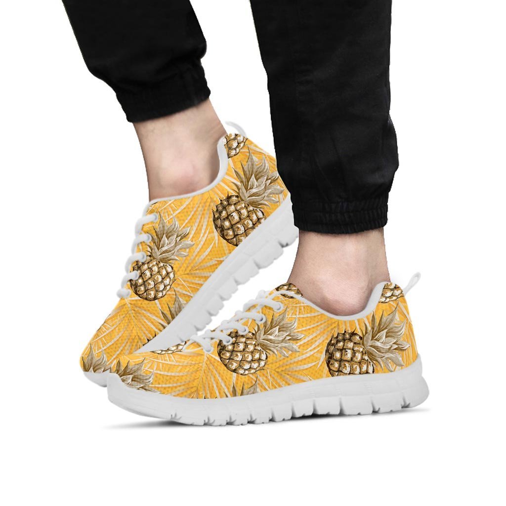 Yellow Hawaiian Pineapple Print Men's Sneakers-grizzshop