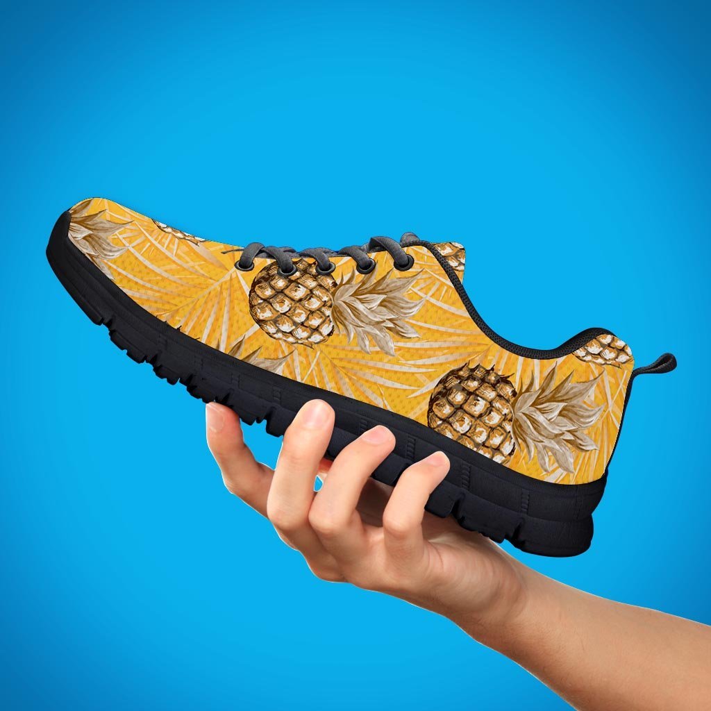 Yellow Hawaiian Pineapple Print Men's Sneakers-grizzshop