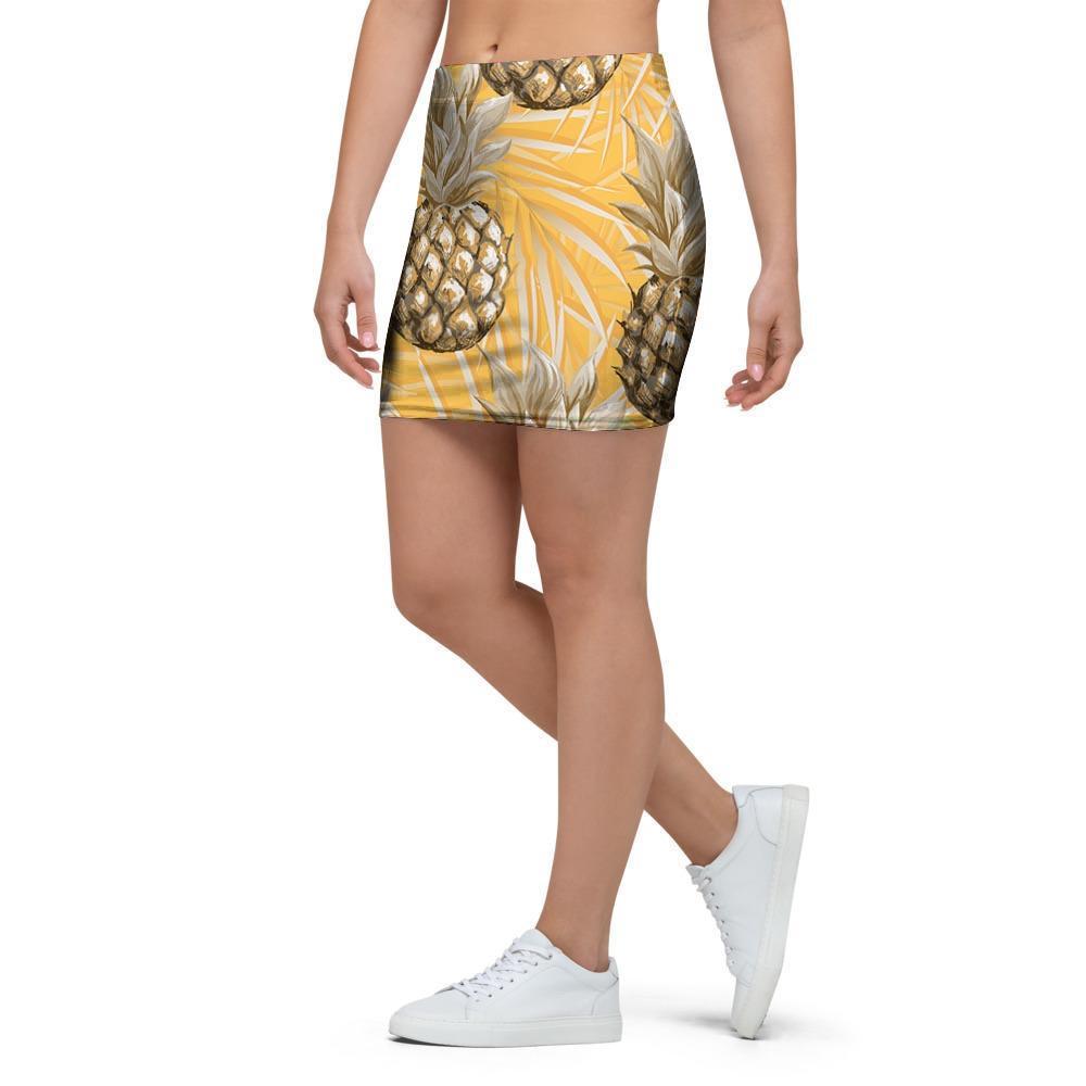 Yellow Hawaiian Pineapple Print Mini Skirt-grizzshop