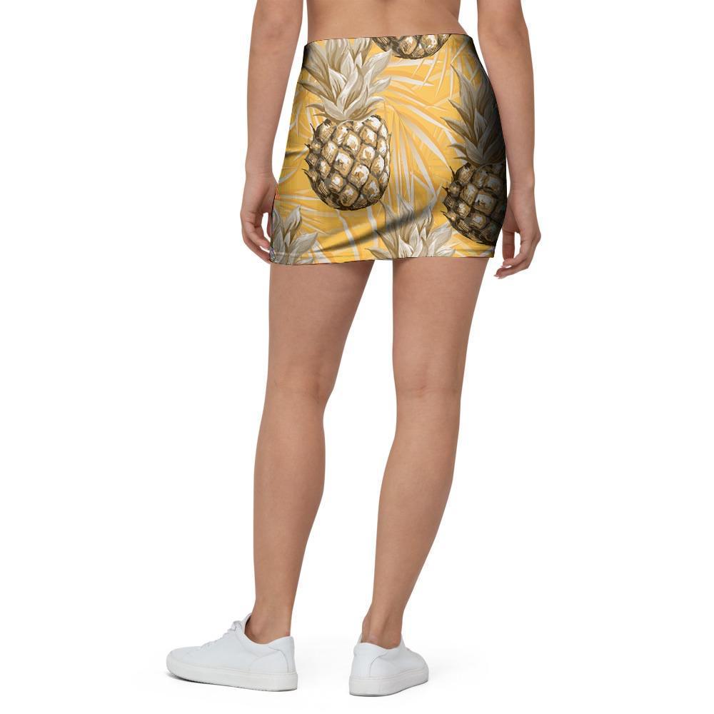 Yellow Hawaiian Pineapple Print Mini Skirt-grizzshop