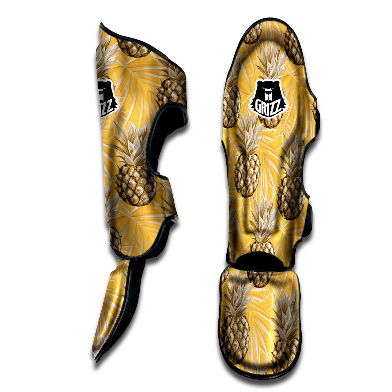 Yellow Hawaiian Pineapple Print Muay Thai Shin Guard-grizzshop