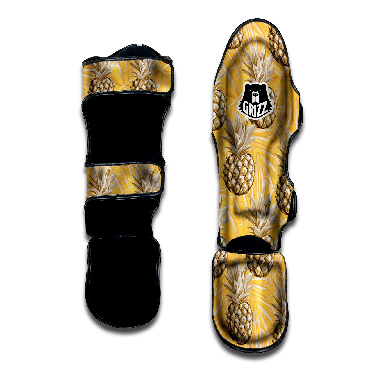 Yellow Hawaiian Pineapple Print Muay Thai Shin Guard-grizzshop