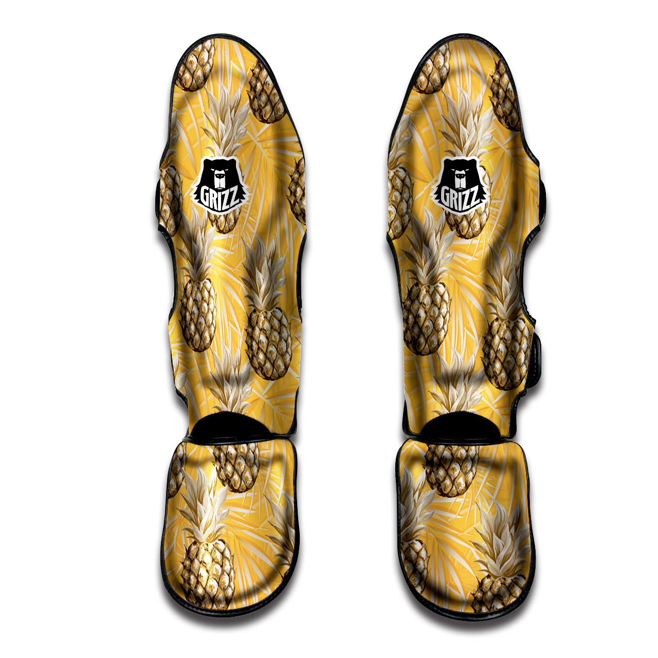 Yellow Hawaiian Pineapple Print Muay Thai Shin Guard-grizzshop