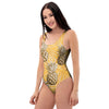 Yellow Hawaiian Pineapple Print One Piece Swimsuite-grizzshop