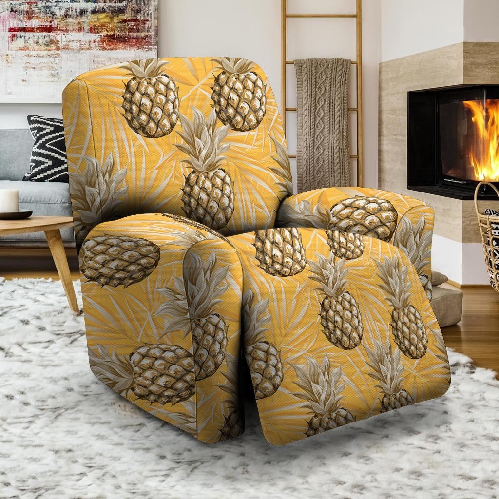 Yellow Hawaiian Pineapple Print Recliner Cover-grizzshop